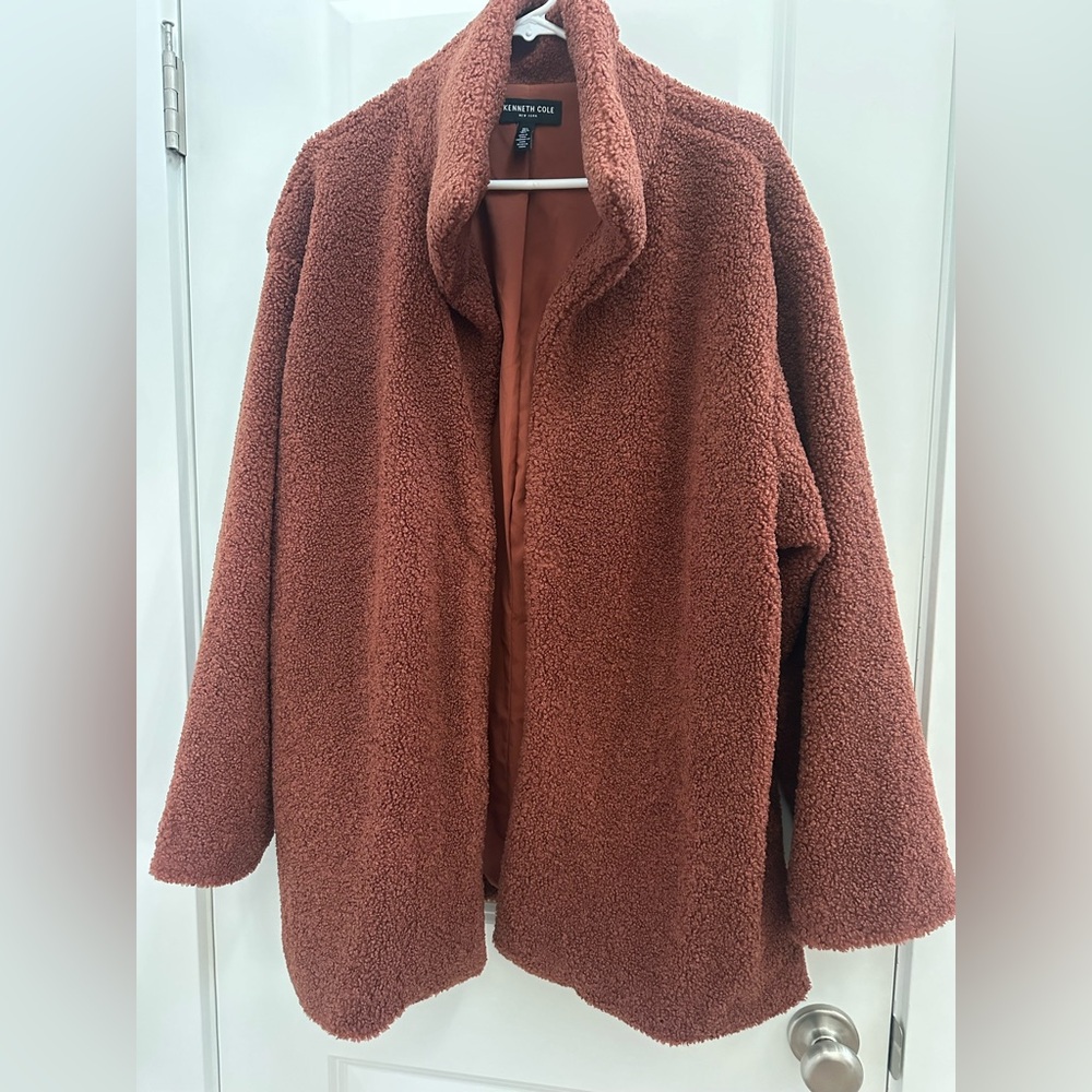 Kenneth Cole Teddy Coat - women’s Large Rust Brown/orange